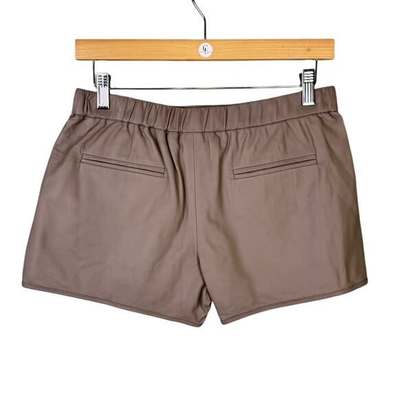 Trina Turk NWT Kristoph Taupe Brown Genuine Lamb Leather Pull On Dressy Shorts - Picture 4 of 13